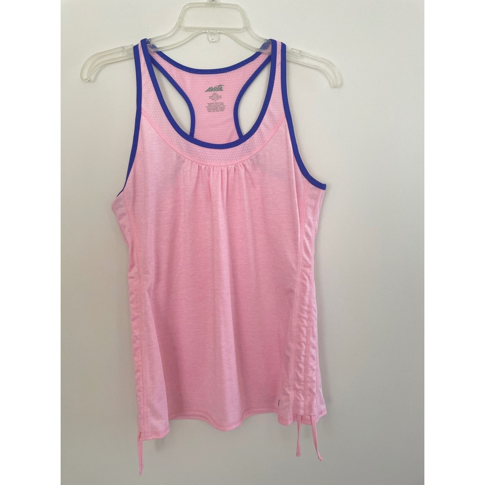 Avia Womens Racerback Workout Tank Top Pink Purple Side Cinch Size Medium